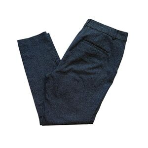 LOFT Sutton Skinny Ankle Pants Curvy Fit Mid Rise Navy and Gray Tweed Size 10